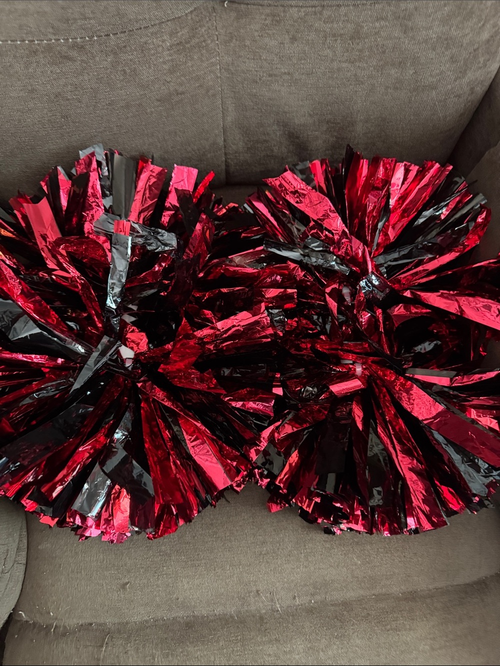 Red and Black Metallic Pom Poms - Cheer & Party Décor